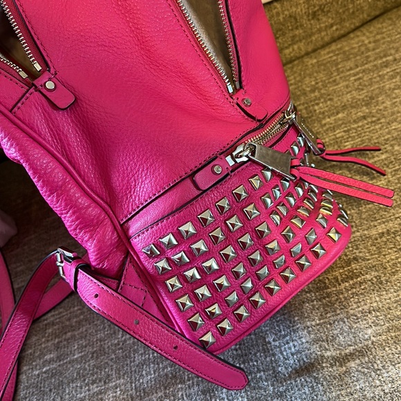 💖 Michael Kors Rhea Zip Large Studded Leather Backpack - Raspberry 💖 - Picture 7 of 9